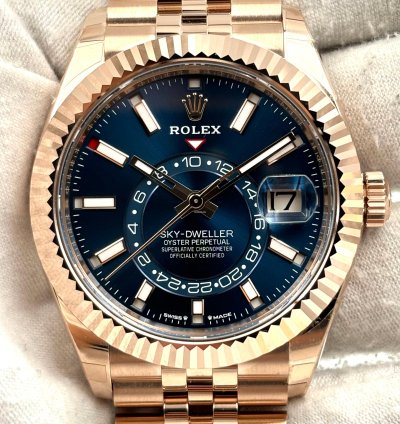 Rolex Sky-dweller Unworn Sky-dweller 42mm Blue Dial Rose Gold Jubilee Bracelet 336935 Box Papers 2024