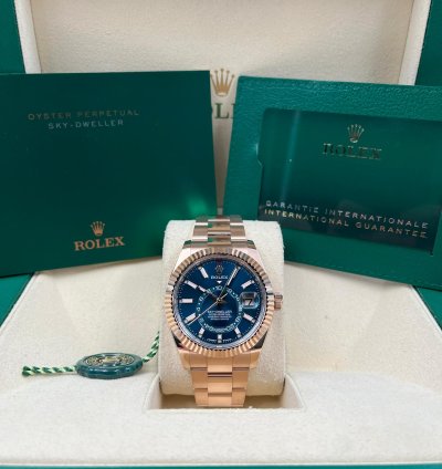 Rolex Sky-dweller Unworn Sky-dweller 42mm Blue Dial Rose Gold Oyster Bracelet 336935 Box Papers 2024