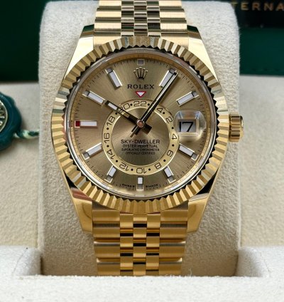 Rolex Sky-dweller Unworn Sky-dweller 42mm Champagne Dial Yellow Gold Jubilee 336938 Box Papers 2024