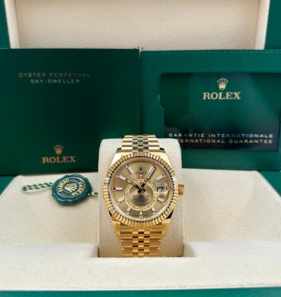 Rolex Sky-dweller Unworn Sky-dweller 42mm Champagne Dial Yellow Gold Jubilee 336938 Box Papers 2024