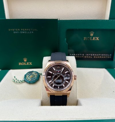 Rolex Sky-dweller Unworn Sky-dweller 42mm Chocolate Dial Rose Gold Oysterflex 336235 Box Papers 2024