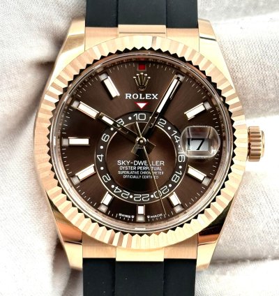 Rolex Sky-dweller Unworn Sky-dweller 42mm Chocolate Dial Rose Gold Oysterflex 336235 Box Papers 2024