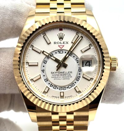 Rolex Sky-dweller White Dial Yellow Gold Jubilee Bracelet 336938 Unworn 2025
