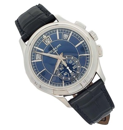 Patek Philippe Annual Calendar Chronograph Complications Annual Calendar Blue Baguette 5905p 001 Box Papers