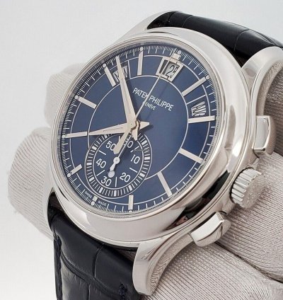 Patek Philippe Annual Calendar Chronograph Complications Annual Calendar Blue Baguette 5905p 001 Box Papers