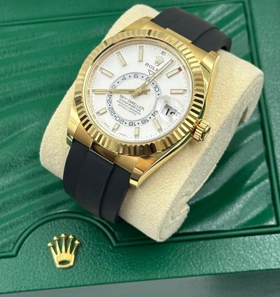Rolex Sky-dweller White Dial Yellow Gold Oysterflex 2021