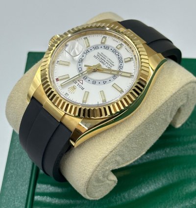 Rolex Sky-dweller White Dial Yellow Gold Oysterflex 2021