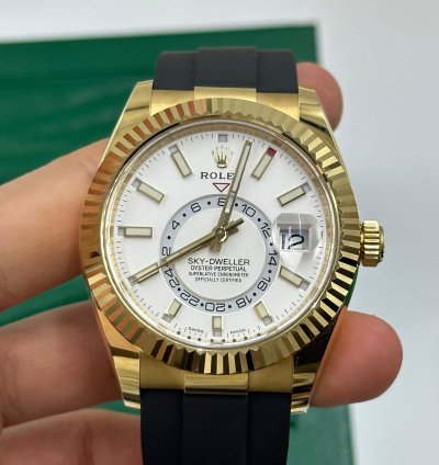 Rolex Sky-dweller White Dial Yellow Gold Oysterflex 2021