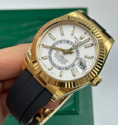 Rolex Sky-dweller White Dial Yellow Gold Oysterflex 2021