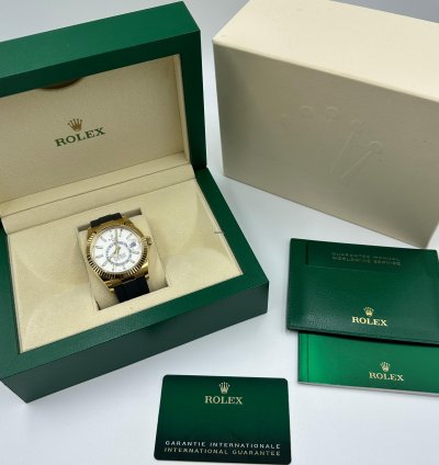 Rolex Sky-dweller White Dial Yellow Gold Oysterflex 2021