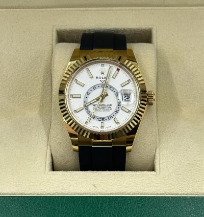 Rolex Sky-dweller White Dial Yellow Gold Oysterflex 2021