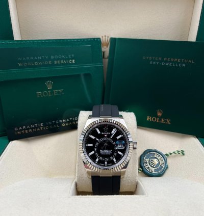 Rolex Sky-dweller White Gold Black Dial Oysterflex Strap 336239 Unworn 2024
