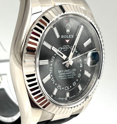 Rolex Sky-dweller White Gold Black Dial Oysterflex Strap 336239 Unworn 2024