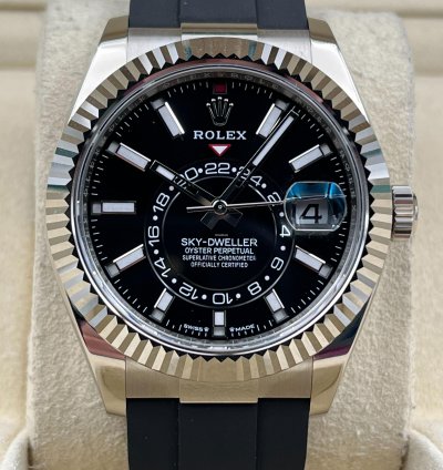 Rolex Sky-dweller White Gold Black Dial Oysterflex Strap 336239 Unworn 2024