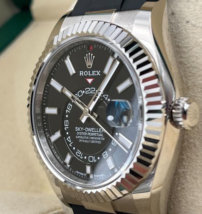 Rolex Sky-dweller White Gold Black Dial Oysterflex Strap 336239 Unworn 2024