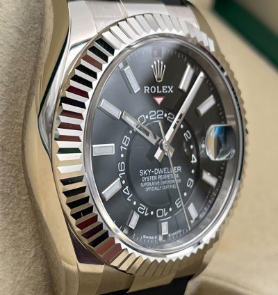 Rolex Sky-dweller White Gold Black Dial Oysterflex Strap 336239 Unworn 2024