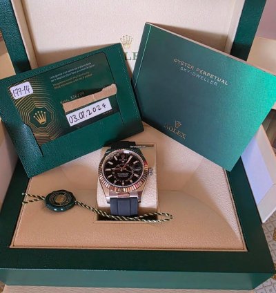 Rolex Sky-dweller White Gold Bright Black Oysterflex Men Watch 336239-0002