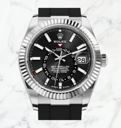 Rolex Sky-dweller White Gold Oysterflex Black Dial 336239 new Unworn
