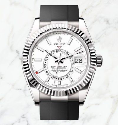 Rolex Sky-dweller White Gold Oysterflex White Dial 336239 new Unworn