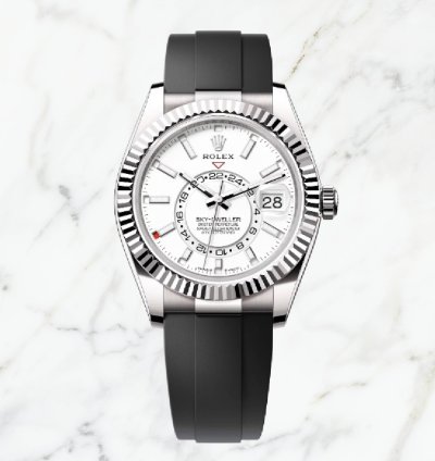 Rolex Sky-dweller White Gold Oysterflex White Dial 336239 new Unworn