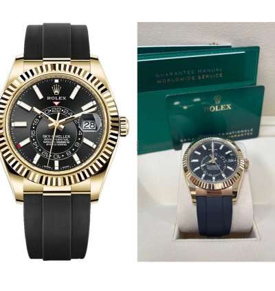 Rolex Sky-dweller Yellow Gold 42mm Black Dial Oysterflex 326238