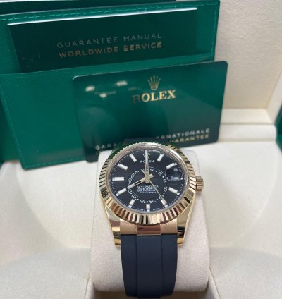 Rolex Sky-dweller Yellow Gold 42mm Black Dial Oysterflex 326238