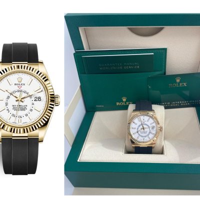 Rolex Sky-dweller Yellow Gold 42mm White Dial Oysterflex 326238