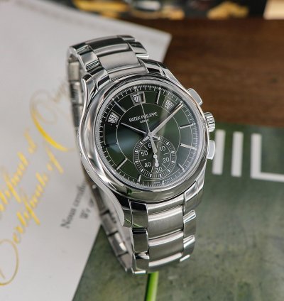 Patek Philippe Annual Calendar Chronograph Flyback Chronograph Annual Calendar Ref 5905 1a Olive Green Dial Full Set 2024