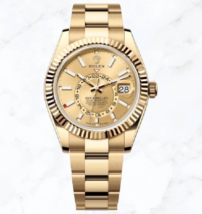 Rolex Sky-dweller Yellow Gold Champagne Dial 336938 new Unworn
