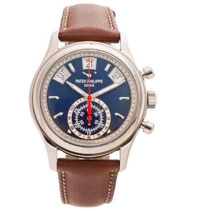 Patek Philippe Annual Calendar Chronograph Flyback Complication Blue Dial White Gold 5960 01g-001
