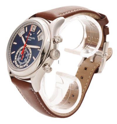 Patek Philippe Annual Calendar Chronograph Flyback Complication Blue Dial White Gold 5960 01g-001