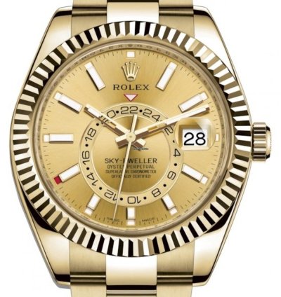 Rolex Sky-dweller Yellow Gold Champagne Dial Oyster Bracelet 336938 Unworn 2024