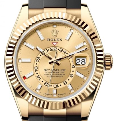 Rolex Sky-dweller Yellow Gold Sky-dweller Champagne Dial Oysterflex 336238 Unworn 2023