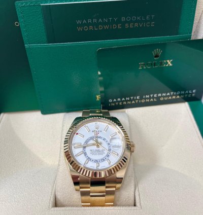 Rolex Sky-dweller Yellow Gold White Index Dial Oyster Bracelet 326938