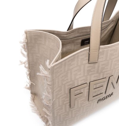 Fendi Large Ff Jacquard Fringed Tote Bag