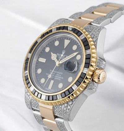 Rolex Submariner Date 116613ln Steel And 18ct Yellow Gold Diamond Set - Custom Bezel - Iced Out