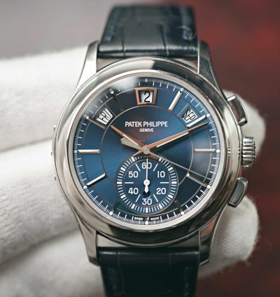 Patek Philippe Annual Calendar Chronograph Serviced 5905p Blue Dial Platinum
