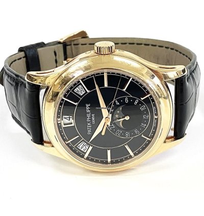Patek Philippe Annual Calendar Complications Annual Calendar 40mm 5205r-010 Rose Gold With Black Leather Watch Black Dial 2017