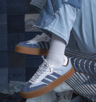 Adidas X Atmos Sambae Stacked Denim Sneakers