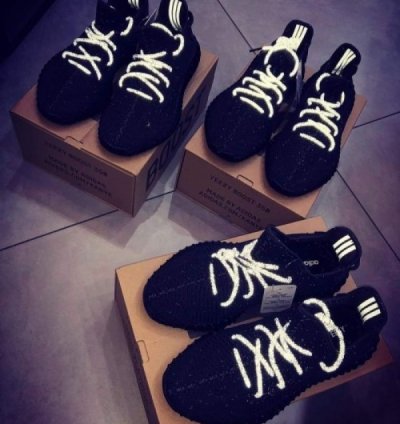 Adidas Yeezy 350 V2 Lace Reflective Black Sneakers Semi Ua