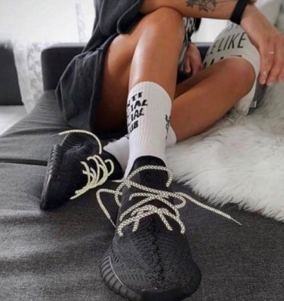 Adidas Yeezy 350 V2 Lace Reflective Black Sneakers Semi Ua