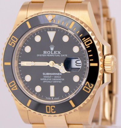Rolex Submariner Date 2022 New Papers Rolex Submariner Date 41mm 18k Gold Black Watch 126618 Ln Box