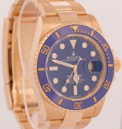 Rolex Submariner Date 2022 New Papers Rolex Submariner Date 41mm Blue 18k Yellow Gold 126618 Lb Box