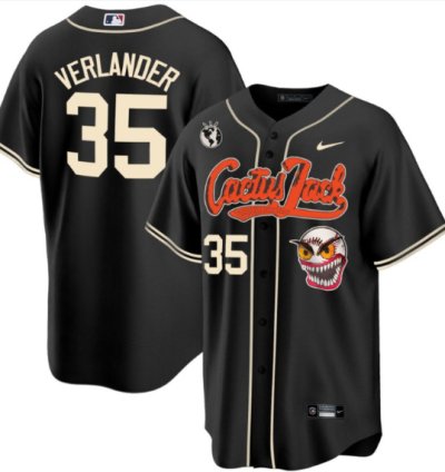 Justin Verlander 35 Houston Astros Cactus Jack Men Jersey - Black