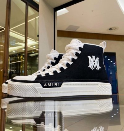 Amiri Ma Court High Top Black White Sneakers
