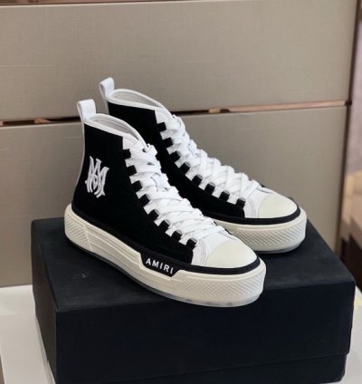 Amiri Ma Court High Top Black White Sneakers