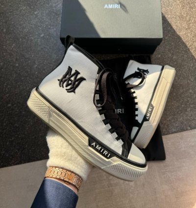Amiri Ma Court High Top White Sneakers