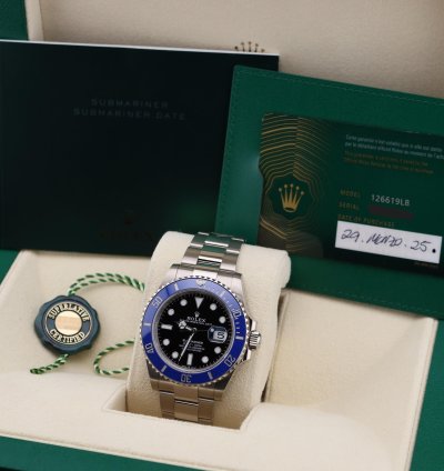 Rolex Submariner Date 2025 New Submariner Date White Gold Cookie Monster 126619lb Full Set