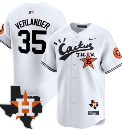 Justin Verlander 35 Houston Astros Cactus Jack Houston Patch Limited Jersey White