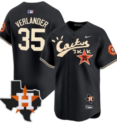 Justin Verlander 35 Houston Astros Cactus Jack Houston Patch Limited Jersey Black